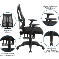 Hot Ivan Ergonomic Mesh Swivel High Back Multifunction Task Office Chair, Black (HL0017) Office Chairs