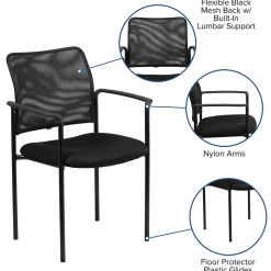Jana Mesh Stackable Side Chair with Arms, Black (GO5162) Folding & Stacking