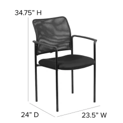 Jana Mesh Stackable Side Chair with Arms, Black (GO5162) Folding & Stacking