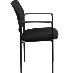 Jana Mesh Stackable Side Chair with Arms, Black (GO5162) Folding & Stacking