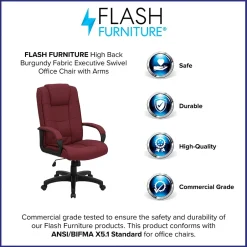 Sale Jessica Fabric Swivel High Back Executive Office Chair, Burgundy (GO5301BBY) Office Chairs
