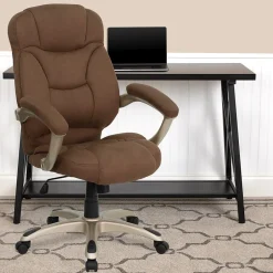 Jessie Ergonomic Microfiber Swivel High Back Executive Office Chair, Brown (GO725BN) Office Chairs