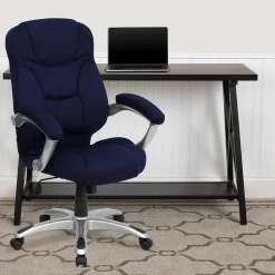 Jessie Ergonomic Microfiber Swivel High Back Executive Office Chair, Navy Blue (GO725NVY) Office Chairs