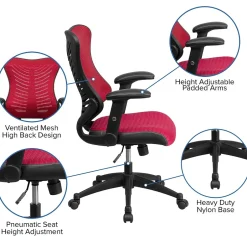 Hot Kale Ergonomic Mesh Swivel High Back Executive Office Chair, Burgundy (BLZP806BY) Office Chairs
