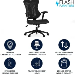 Best Kale Ergonomic Mesh Swivel High Back Executive Office Chair, Black (BLZP806BK) Office Chairs