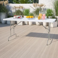Outlet Kathryn Folding Table, 72" x 30", Granite White (RB3072ADJ) Folding Tables