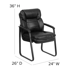 Discount Leather Mid Back Executive Side Chair With Sled Base, Black Office Chairs