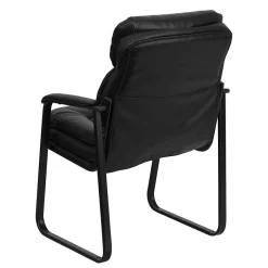 Discount Leather Mid Back Executive Side Chair With Sled Base, Black Office Chairs