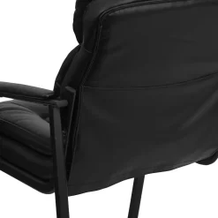 Discount Leather Mid Back Executive Side Chair With Sled Base, Black Office Chairs