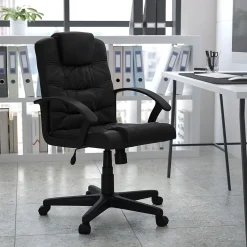 Clearance Lindon LeatherSoft Swivel Mid-Back Task Office Chair, Black (GO937MBKLEA) Office Chairs