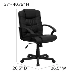 Clearance Lindon LeatherSoft Swivel Mid-Back Task Office Chair, Black (GO937MBKLEA) Office Chairs