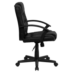 Clearance Lindon LeatherSoft Swivel Mid-Back Task Office Chair, Black (GO937MBKLEA) Office Chairs