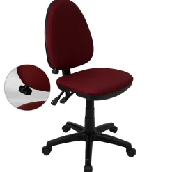 Online Linus Armless Ergonomic Fabric Swivel Mid-Back Multifunction Task Office Chair, Burgundy (WLA654MGBY) Office Chairs