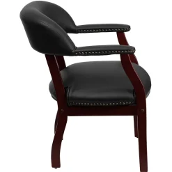 Hot Luxurious Vinyl Conference Chair, Black and Mahogany (BZ105BLK) Office Chairs