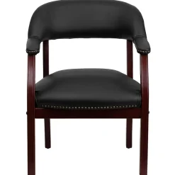 Hot Luxurious Vinyl Conference Chair, Black and Mahogany (BZ105BLK) Office Chairs