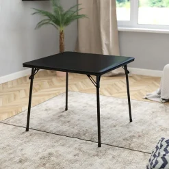 New Madelyn Folding Table, 33.5" x 33.5", Black (JB2) Folding Tables