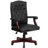 Martha Washington LeatherSoft Swivel Executive Office Chair, Black (801LLF05BKLEA) Office Chairs