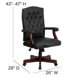 Martha Washington LeatherSoft Swivel Executive Office Chair, Black (801LLF05BKLEA) Office Chairs