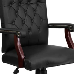 Martha Washington LeatherSoft Swivel Executive Office Chair, Black (801LLF05BKLEA) Office Chairs