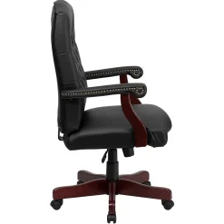 Martha Washington LeatherSoft Swivel Executive Office Chair, Black (801LLF05BKLEA) Office Chairs