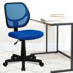 New Neri Armless Ergonomic Mesh Swivel Low Back Task Office Chair, Blue (WA3074BL) Office Chairs