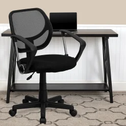 Hot Neri Ergonomic Mesh Swivel Low Back Task Office Chair, Black (WA3074BKARM) Office Chairs