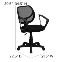 Hot Neri Ergonomic Mesh Swivel Low Back Task Office Chair, Black (WA3074BKARM) Office Chairs