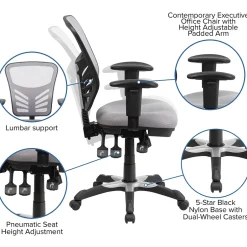 New Nicholas Ergonomic Mesh Swivel Mid-Back Multifunction Executive Office Chair, (HL0001GY) Ergonomic Chairs