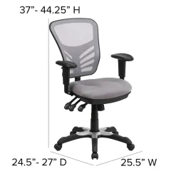 New Nicholas Ergonomic Mesh Swivel Mid-Back Multifunction Executive Office Chair, (HL0001GY) Ergonomic Chairs