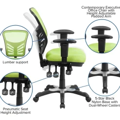 Online Nicholas Ergonomic Mesh Swivel Mid-Back Multifunction Executive Office Chair, (HL0001GN) Ergonomic Chairs