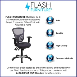 Sale Nicholas Ergonomic Mesh Swivel Mid-Back Multifunction Executive Office Chair, (HL0001DKGY) Ergonomic Chairs