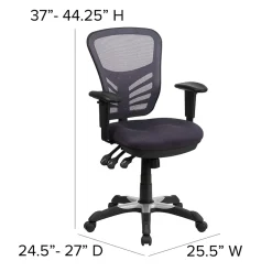 Sale Nicholas Ergonomic Mesh Swivel Mid-Back Multifunction Executive Office Chair, (HL0001DKGY) Ergonomic Chairs