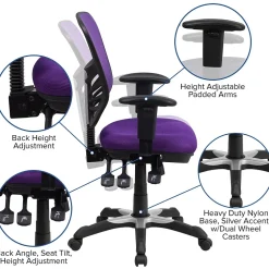 Discount Nicholas Ergonomic Mesh Swivel Mid-Back Multifunction Executive Office Chair, (HL0001PUR) Ergonomic Chairs