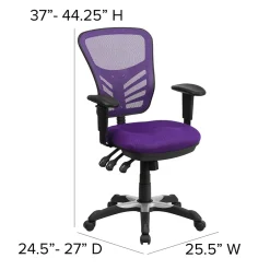 Discount Nicholas Ergonomic Mesh Swivel Mid-Back Multifunction Executive Office Chair, (HL0001PUR) Ergonomic Chairs