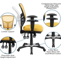 Outlet Nicholas Ergonomic Mesh Swivel Mid-Back Multifunction Executive Office Chair, (HL0001YEL) Ergonomic Chairs