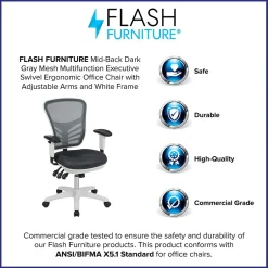 Best Nicholas Ergonomic Mesh Swivel Multifunction Executive Office Chair, (HL0001WHDKGY) Ergonomic Chairs