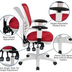 Best Nicholas Ergonomic Mesh Swivel Mid-Back Multifunction Executive Office Chair, (HL0001WHRED) Ergonomic Chairs