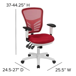Best Nicholas Ergonomic Mesh Swivel Mid-Back Multifunction Executive Office Chair, (HL0001WHRED) Ergonomic Chairs