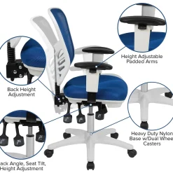 Nicholas Ergonomic Mesh Swivel Mid-Back Multifunction Executive Office Chair, (HL0001WHBLUE) Ergonomic Chairs