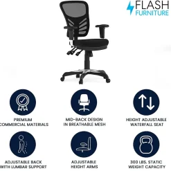 Outlet Nicholas Ergonomic Mesh Swivel Mid-Back Multifunction Executive Office Chair, (HL0001) Ergonomic Chairs