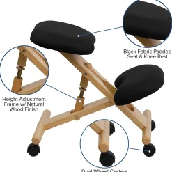 Posey Armless Ergonomic Fabric/Wood Mobile Kneeling Office Chair, Black (WLSB210) Office Chairs