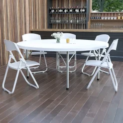 Discount Stonewall Folding Table, 71" x 71", Granite White (DAD183RZ) Folding Tables