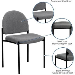 Clearance Tania Fabric Stackable Side Reception Chair, Gray (BT5151GY) Folding & Stacking