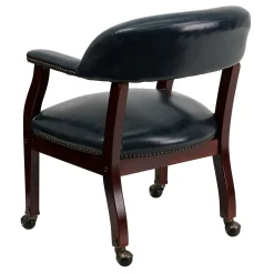 Hot Vinyl Mid Back Luxurious Conference Chair With Casters, Blue Office Chairs