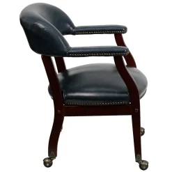 Hot Vinyl Mid Back Luxurious Conference Chair With Casters, Blue Office Chairs