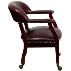 Discount Vinyl Mid Back Luxurious Conference Chair With Casters, Oxblood Office Chairs