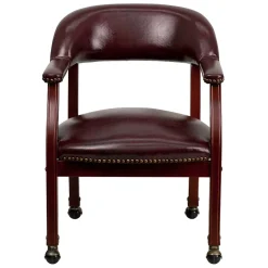 Discount Vinyl Mid Back Luxurious Conference Chair With Casters, Oxblood Office Chairs