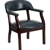 Discount Vinyl Mid Back Luxurious Conference Chair, Navy Office Chairs