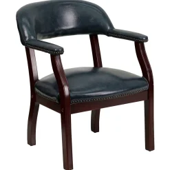 Discount Vinyl Mid Back Luxurious Conference Chair, Navy Office Chairs