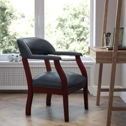 Discount Vinyl Mid Back Luxurious Conference Chair, Navy Office Chairs